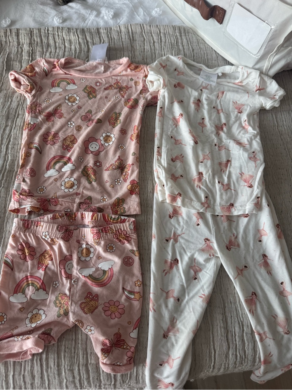 Girls 2-Pack Pink Floral & Ballerina Printed Pajama Set